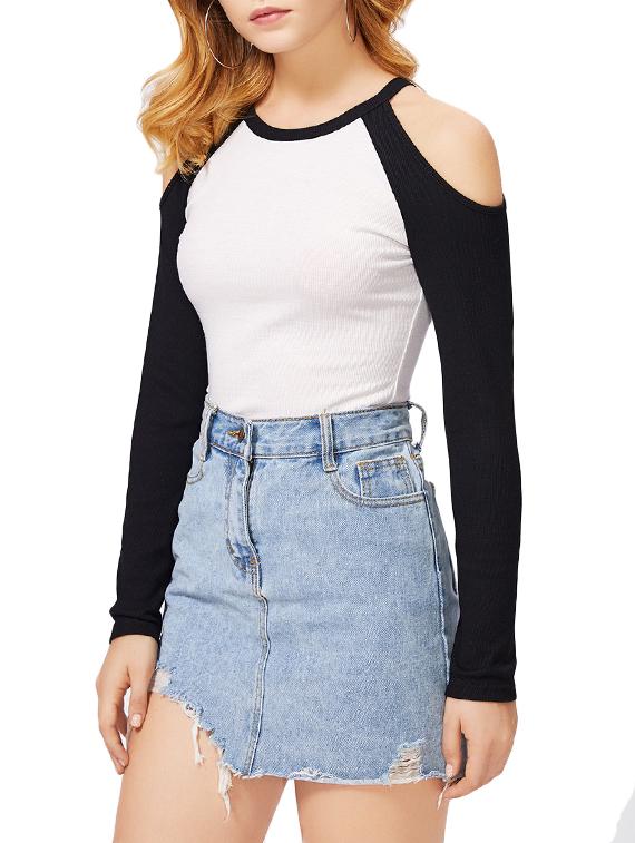 raglan sleeved cold shoulder top - 14741441 - Zoom Image - 2