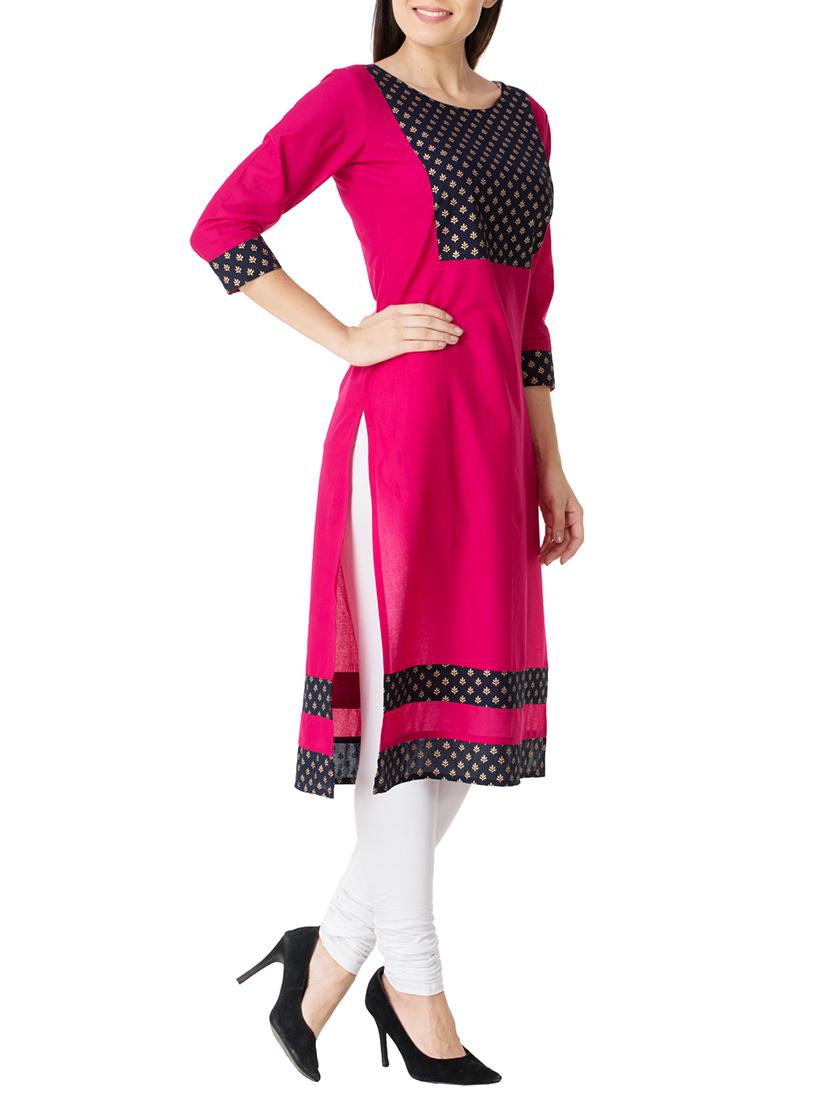 Block print straight kurta - 14741828 - Zoom Image - 2