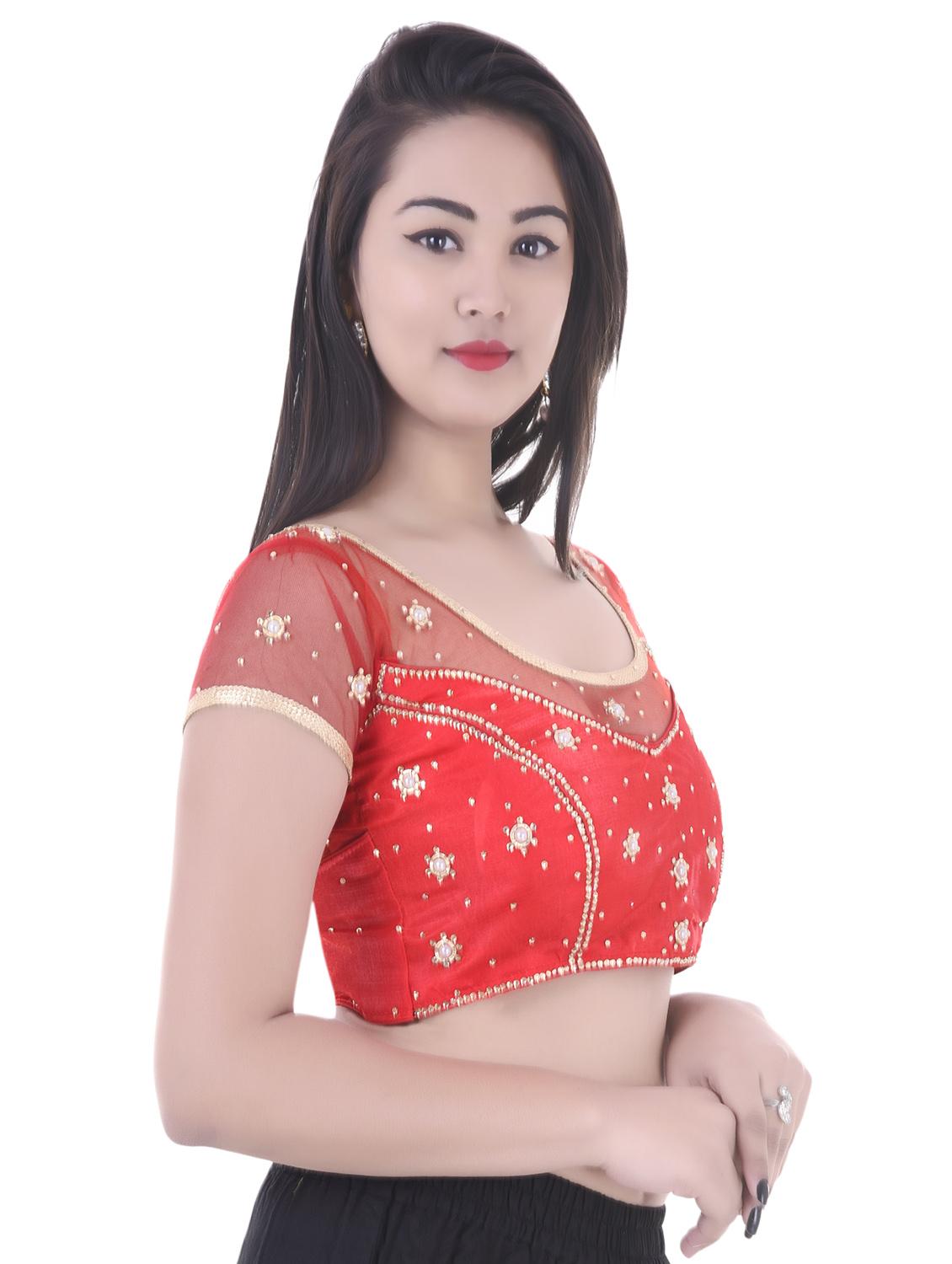 red net embroidered blouse - 14743109 - Zoom Image - 2