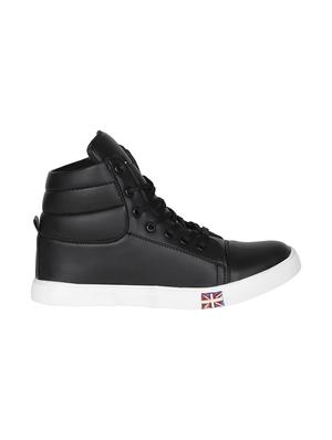 black leatherette lace up sneaker - 14743235 - Standard Image - 2
