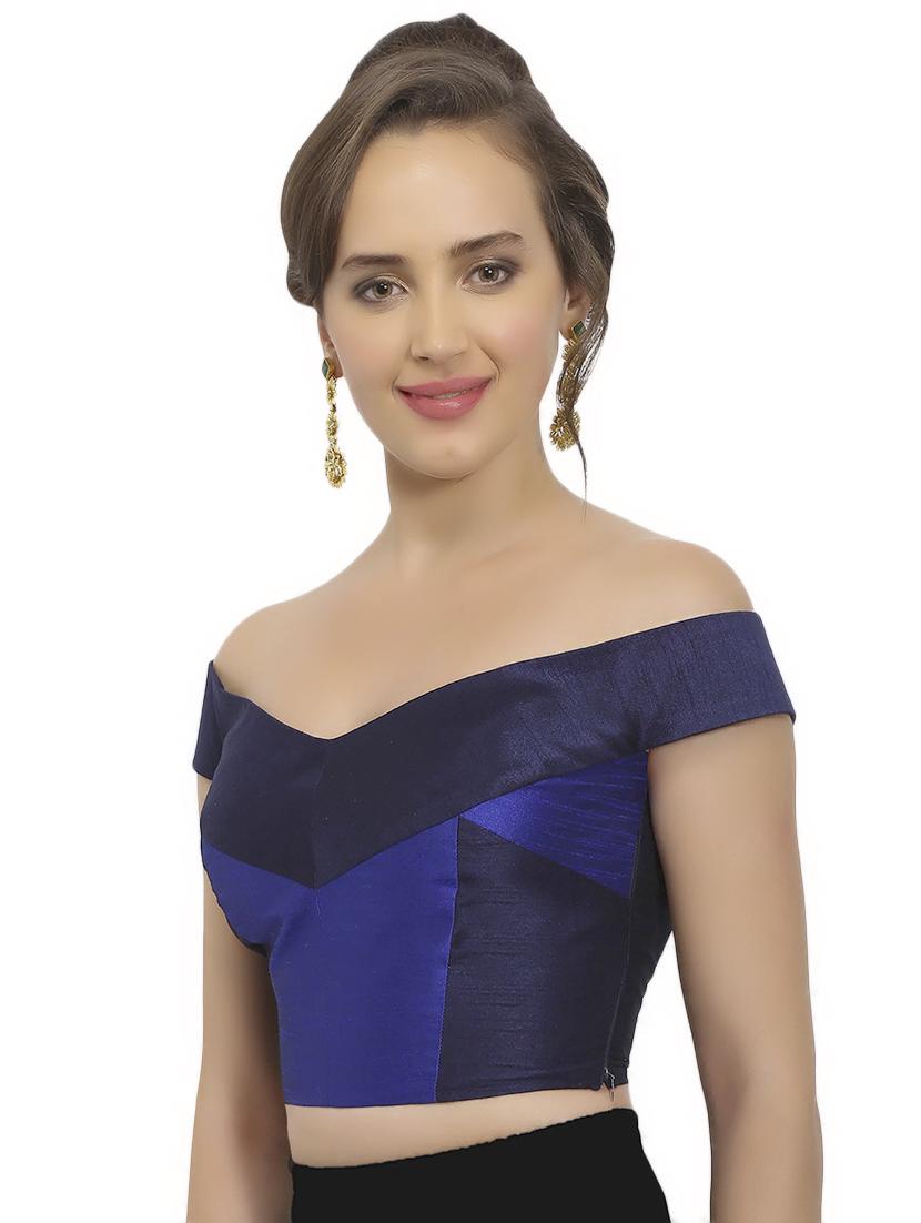 blue plain blouse - 14743787 - Zoom Image - 2