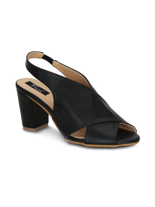 black faux leather back strap sandals - 14744966 - Standard Image - 1