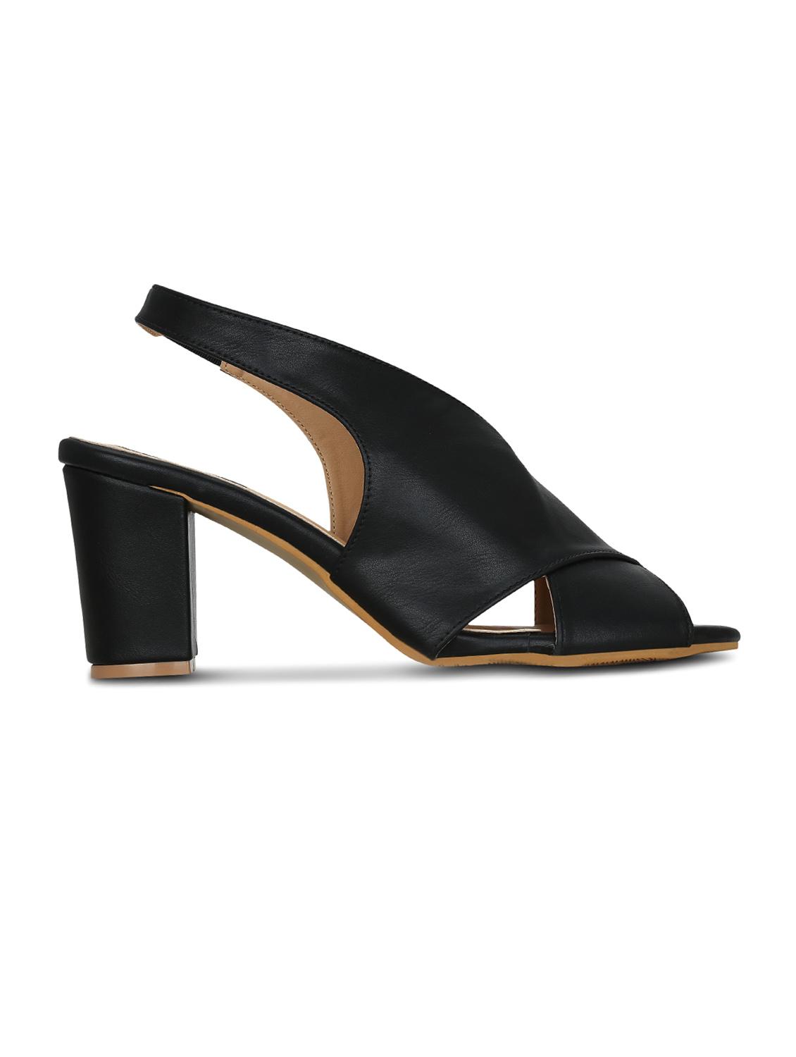 black faux leather back strap sandals - 14744966 - Zoom Image - 2