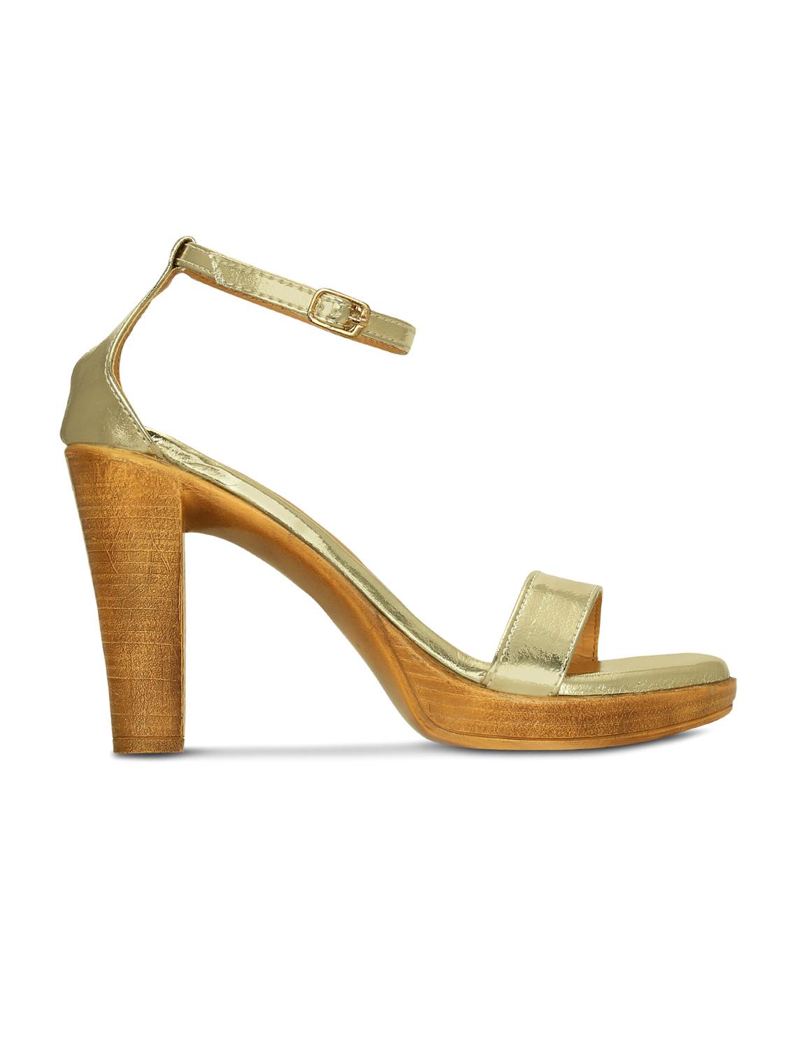 gold faux leather ankle strap sandals - 14744991 - Zoom Image - 2