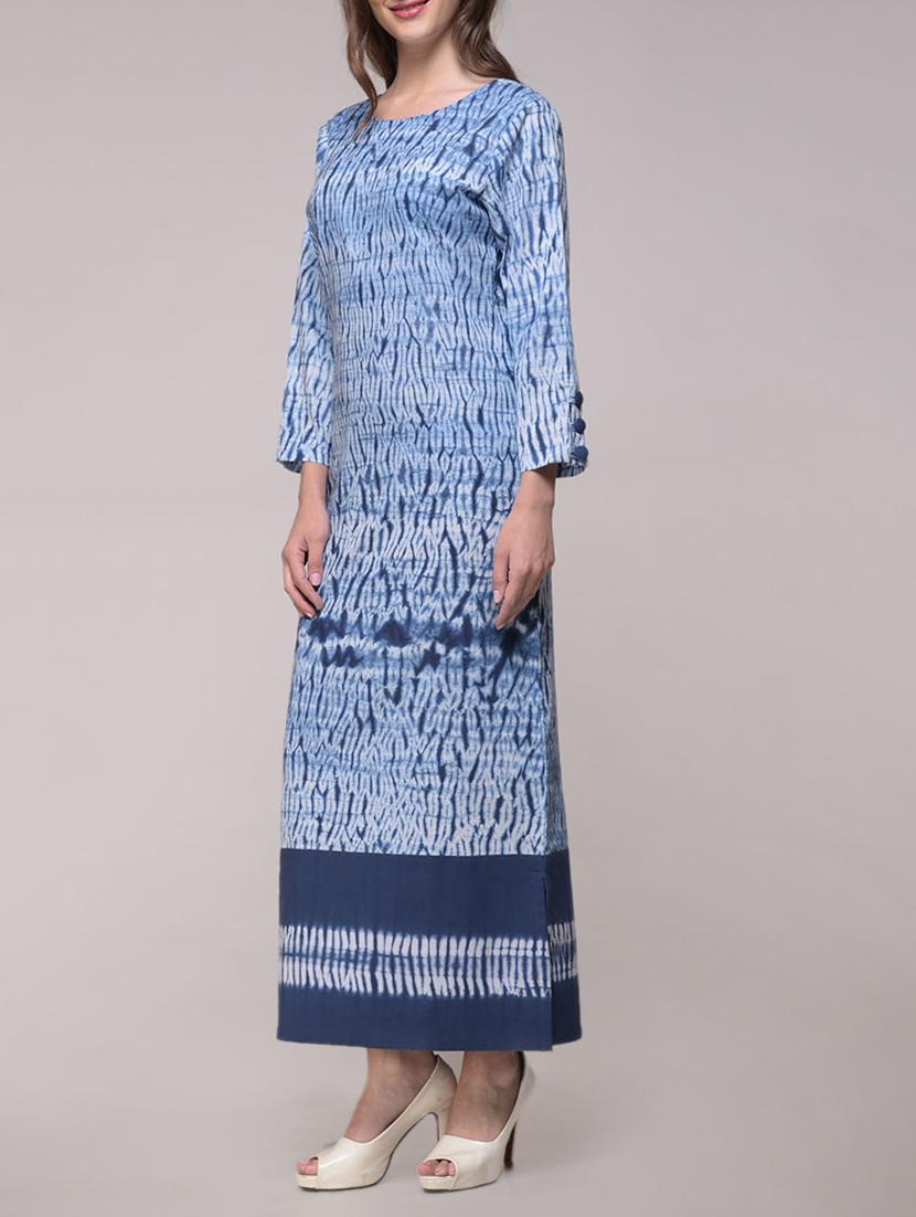 simply kitsch blue cotton shibori a-line dress - 14745290 - Zoom Image - 2