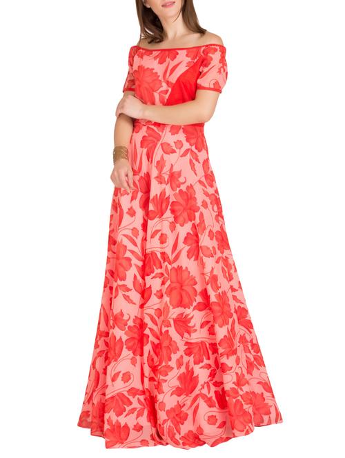 red georgette maxi dress - 14746743 - Standard Image - 1