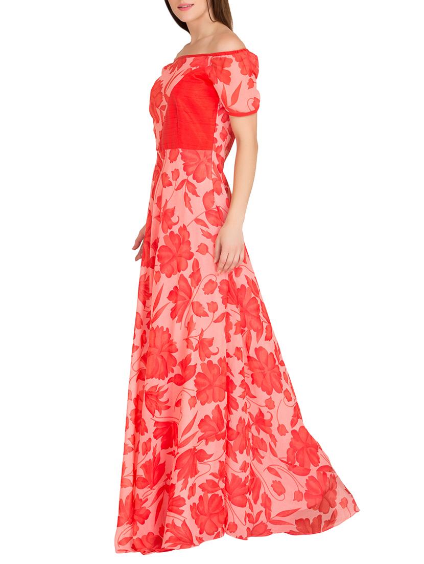 red georgette maxi dress - 14746743 - Zoom Image - 2
