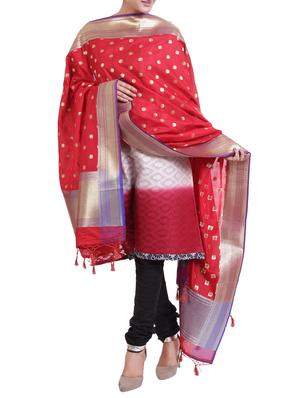 red banarasi silk dupatta - 14751625 - Standard Image - 2
