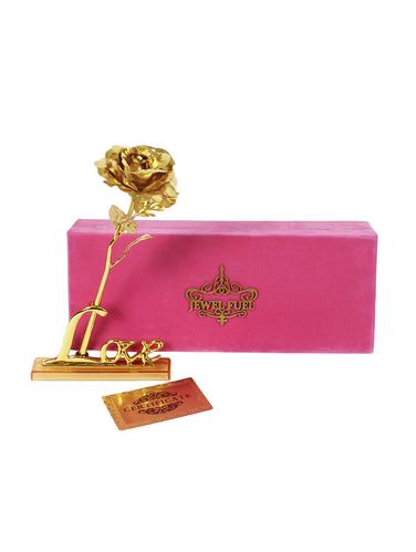 Valentine Gift 24K Gold Rose And Love Stand With Velvet Gift Box