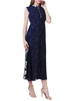 navy blue poly georgette layered kurta - 14755741 - Standard Image - 2