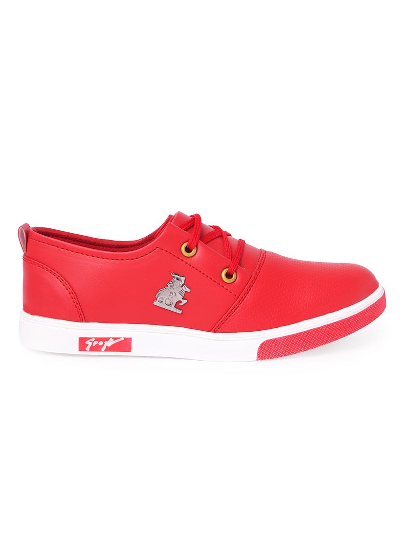 red leatherette lace up sneaker - 14756712 - Zoom Image - 2