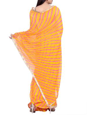 embellished lace yellow leheriya saree with blouse - 14759974 - Standard Image - 2
