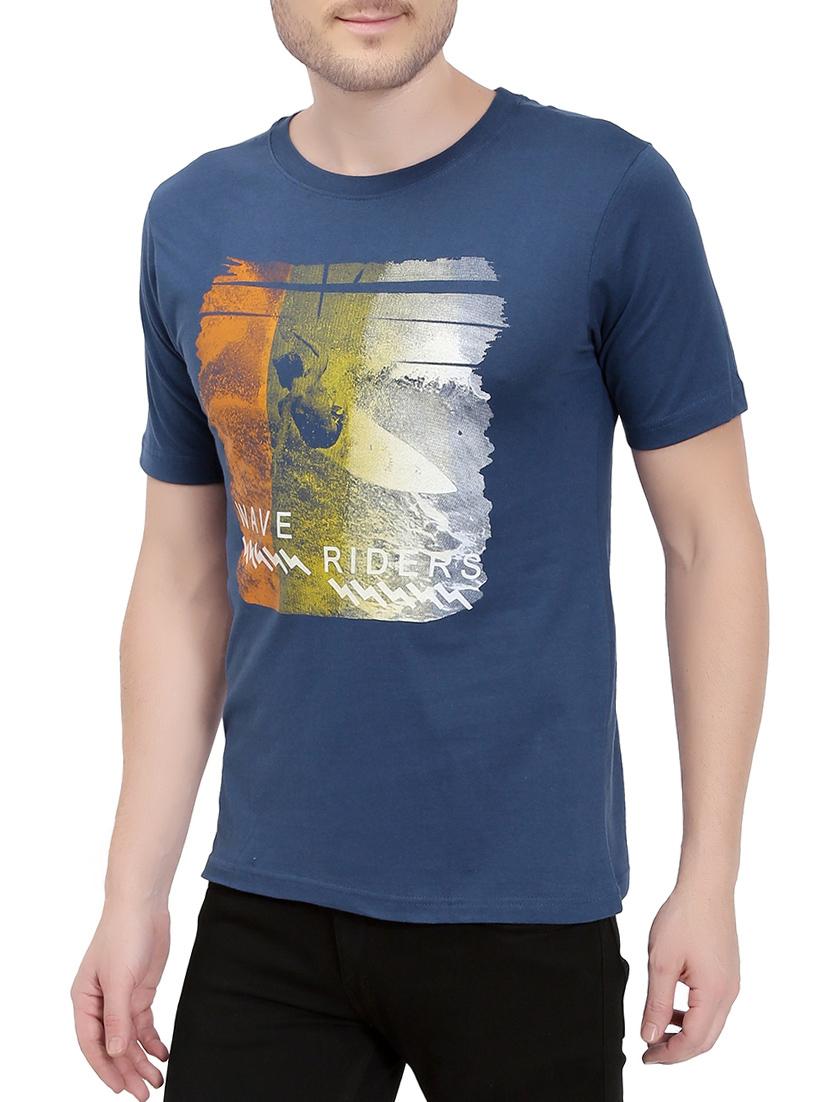 blue chest printed t-shirt - 14762072 - Zoom Image - 2