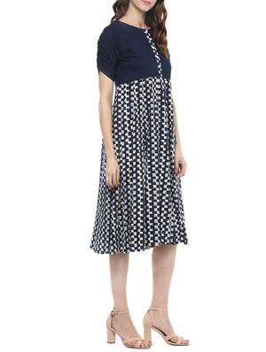 blue cotton flared kurta - 14764567 - Standard Image - 2