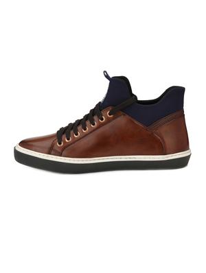 brown leatherette lace up sneaker - 14766465 - Standard Image - 2