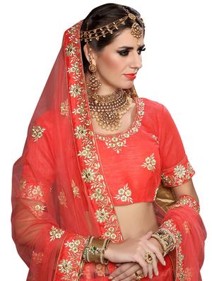 red net panelled lehenga - 14769026 - Standard Image - 2