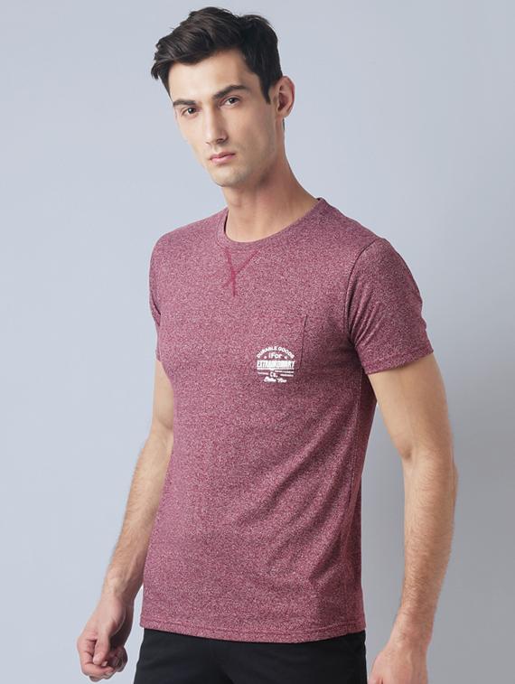 maroon cotton pocket t-shirt - 14769994 - Zoom Image - 2