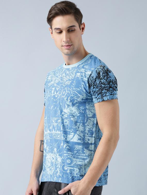 blue cotton all over print tshirt - 14770113 - Zoom Image - 2