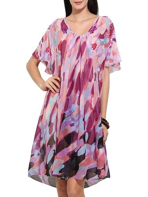 pink georgette shift dress - 14770901 - Standard Image - 2