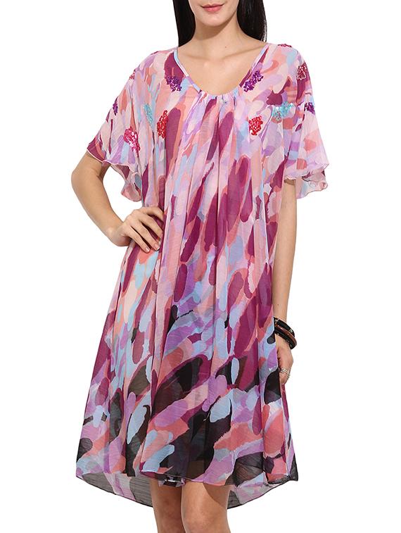 pink georgette shift dress - 14770901 - Zoom Image - 2