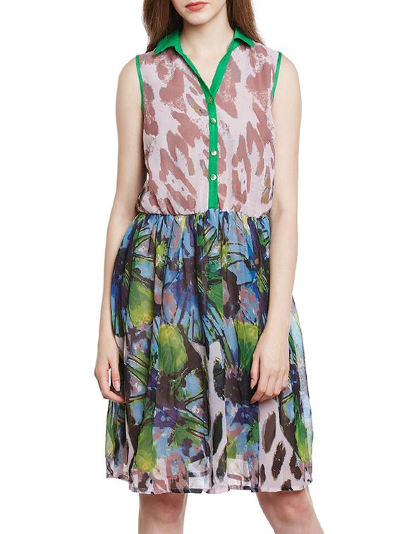 green fit & flare dress - 14770953 - Zoom Image - 2