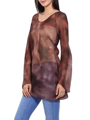 brown printed chiffon tunic - 14771921 - Standard Image - 2
