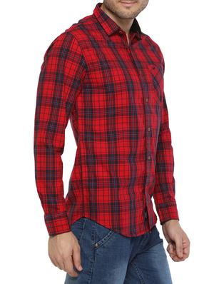 red cotton casual shirt - 14772620 - Standard Image - 2