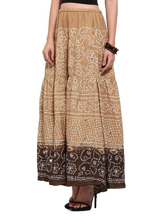brown cotton flared skirt - 14772725 - Zoom Image - 2