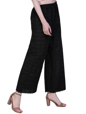 black cotton straight palazzo - 14773630 - Standard Image - 2