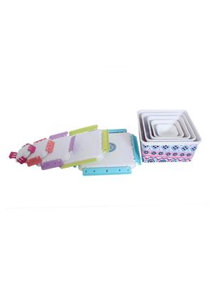 Designer Print Lock Cover Storage Box- Set of 5 - 14776045 - Standard Image - 2