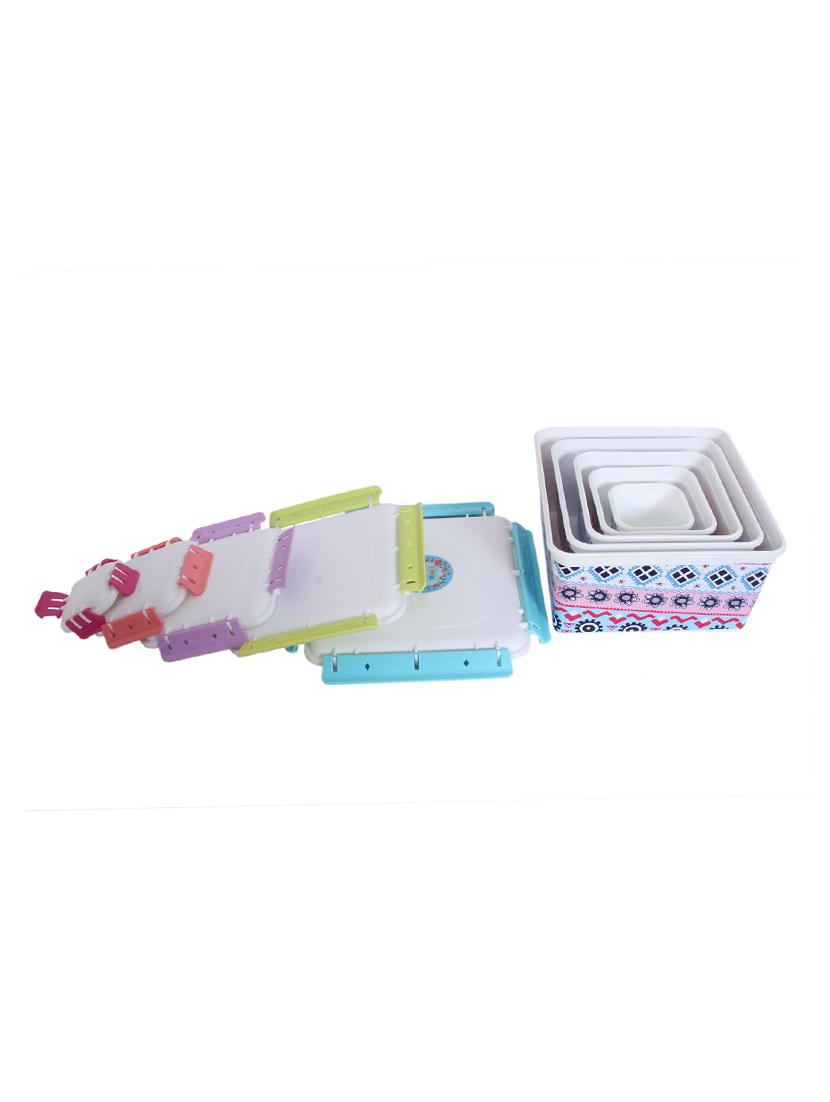 Designer Print Lock Cover Storage Box- Set of 5 - 14776045 - Zoom Image - 2
