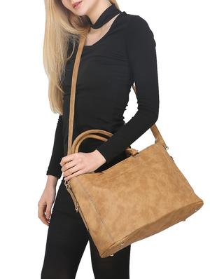 beige leatherette regular handbag - 14777206 - Standard Image - 5
