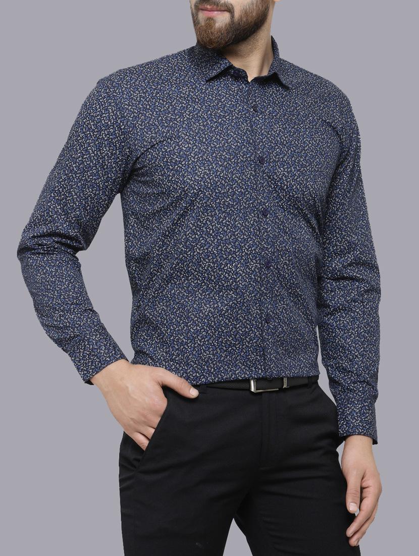 navy blue cotton casual shirt - 14777251 - Zoom Image - 2