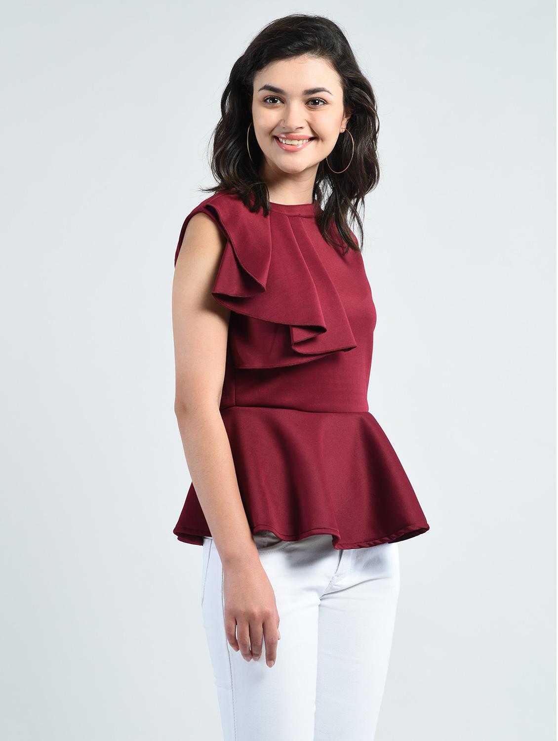 pleat detail peplum top - 14778856 - Zoom Image - 2