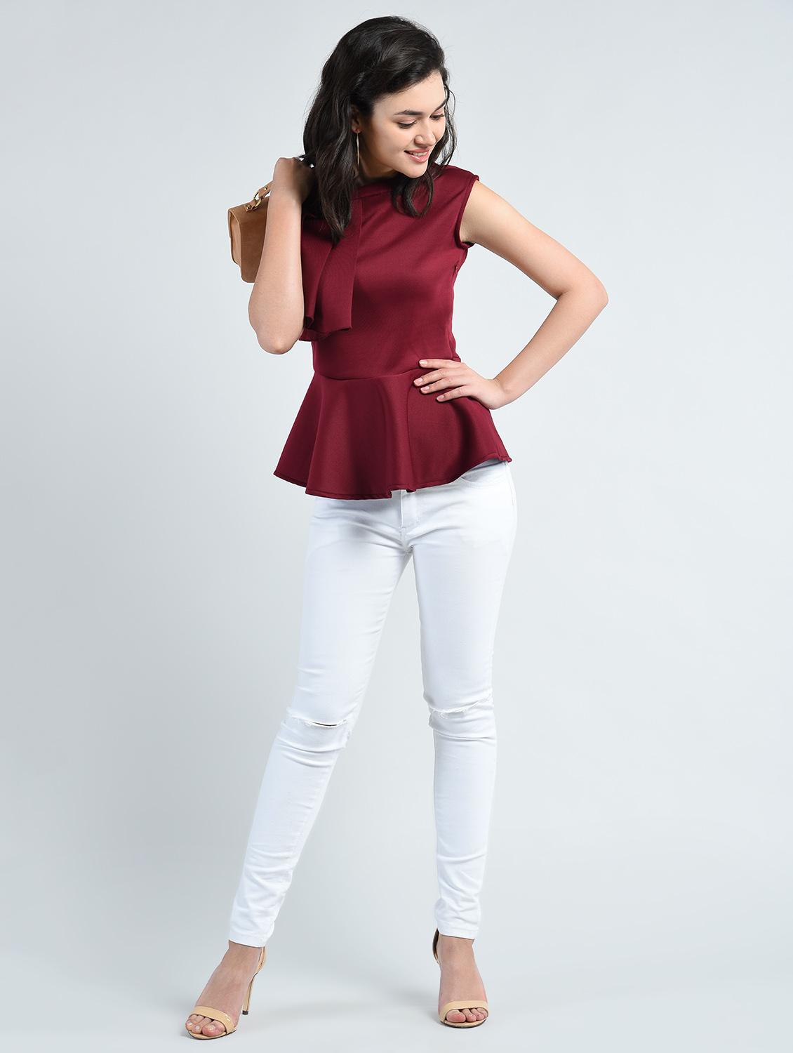 pleat detail peplum top - 14778856 - Zoom Image - 5