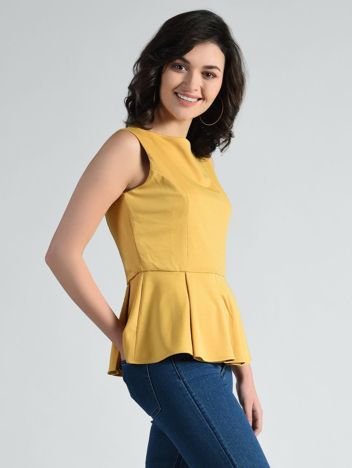 mock neck peplum top - 14778879 - Zoom Image - 2