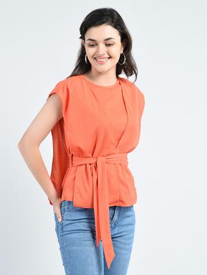 self tie up layered top - 14778885 - Standard Image - 2