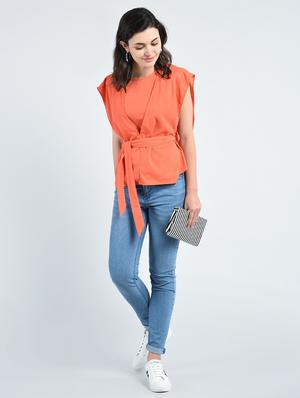 self tie up layered top - 14778885 - Standard Image - 5