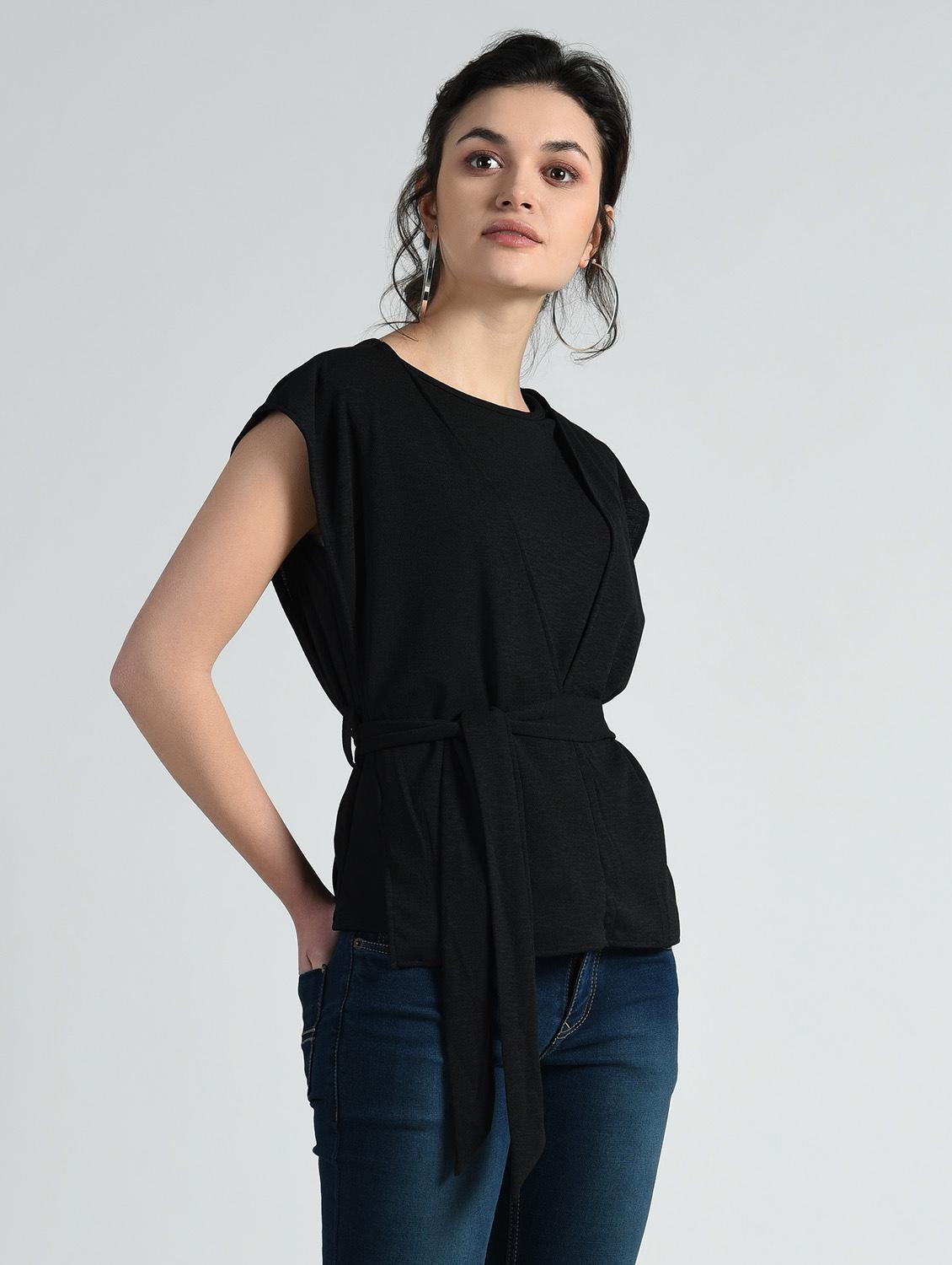side tie up charcoal top - 14778886 - Zoom Image - 2