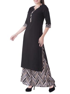 black rayon kurta palazzo set - 14778990 - Standard Image - 2