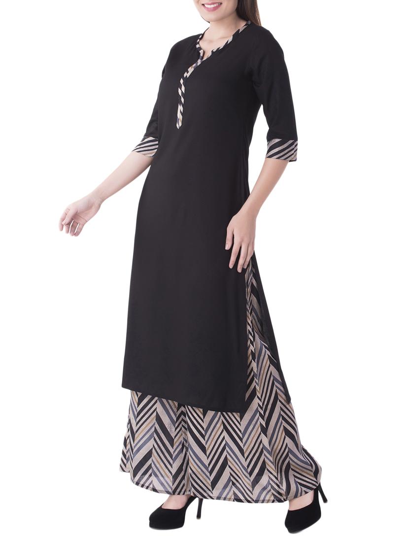 black rayon kurta palazzo set - 14778990 - Zoom Image - 2