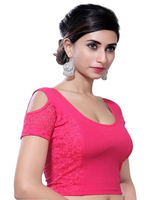 pink cotton lycra solid blouse - 14781931 - Standard Image - 2