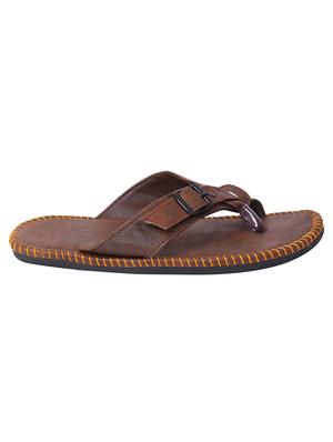 brown leatherette toe separator slipper - 14785420 - Standard Image - 2