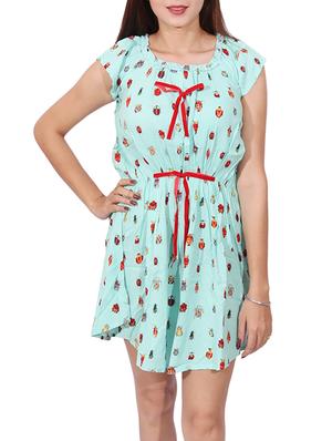 blue printed belted dress - 14787648 - Standard Image - 2