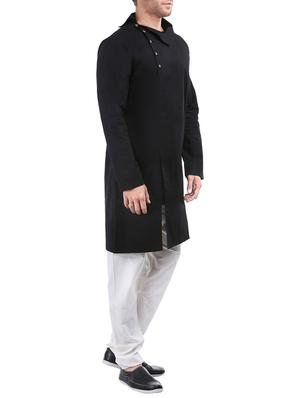black cotton long kurta - 14789688 - Standard Image - 2
