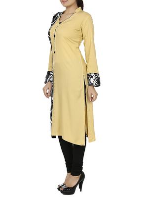 beige viscose straight kurta - 14790239 - Standard Image - 2