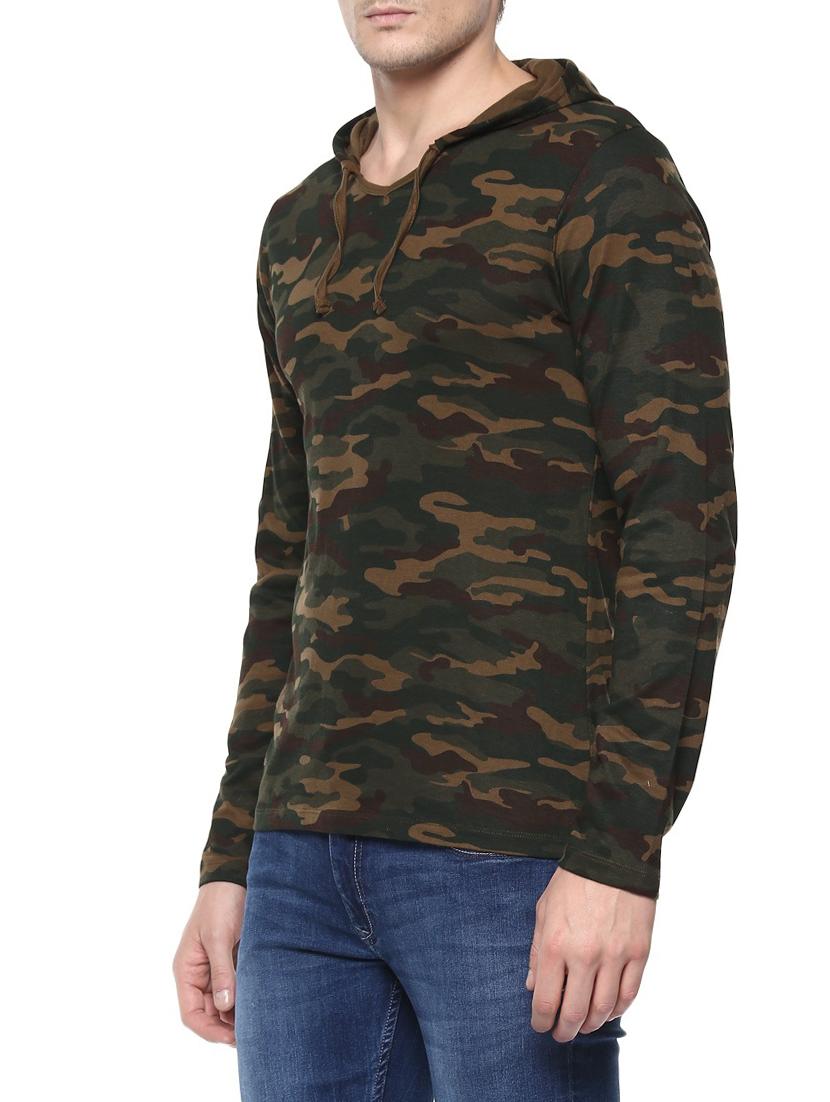 olive green cotton all over print tshirt - 14790418 - Zoom Image - 2