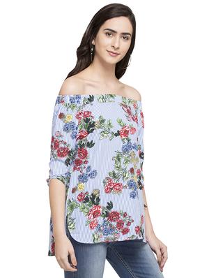 off shoulder floral top - 14791807 - Standard Image - 2