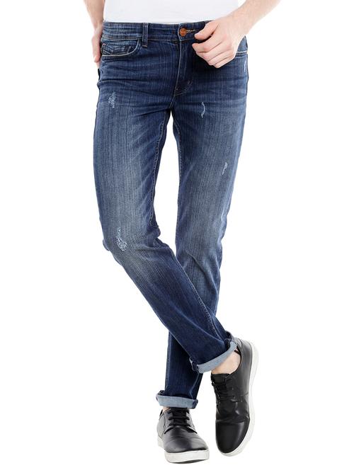 dark blue cotton washed jeans - 14793025 - Standard Image - 1
