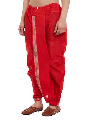 red cotton dhoti - 14794001 - Standard Image - 2